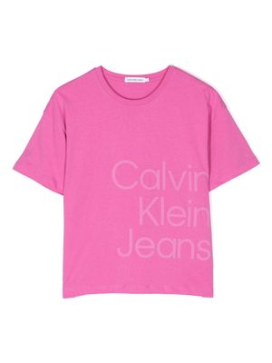 Calvin Klein Kids logo-lettering cotton T-shirt - Pink