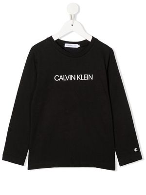 Calvin Klein Kids logo-motif cotton T-shirt - Black