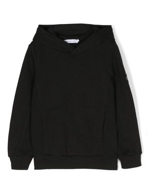 Calvin Klein Kids logo-patch cotton hoodie - Black