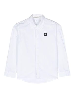 Calvin Klein Kids logo-patch cotton shirt - White