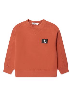 Calvin Klein Kids logo-patch cotton sweatshirt - Brown