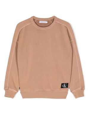 Calvin Klein Kids logo-patch cotton sweatshirt - Orange