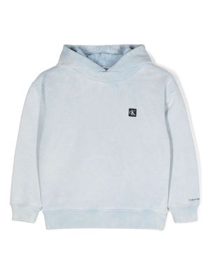 Calvin Klein Kids logo-patch crew-neck hoodie - Blue