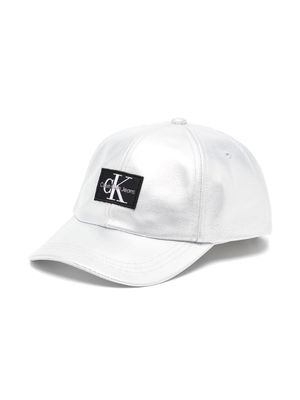 Calvin Klein Kids logo-patch metallic baseball cap - Silver