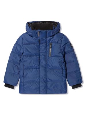Calvin Klein Kids logo-patch padded hooded jacket - Blue