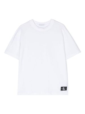 Calvin Klein Kids logo-patch piqué T-shirt - White