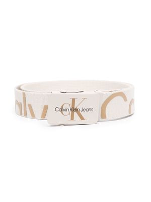 Calvin Klein Kids logo-print adjustable belt - White