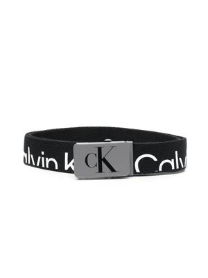 Calvin Klein Kids logo-print buckle-fastening belt - Black