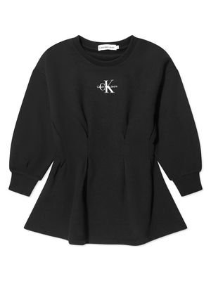 Calvin Klein Kids logo-print cotton A-line dress - Black