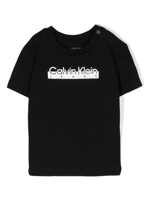 Calvin Klein Kids logo-print cotton-blend T-shirt - Black