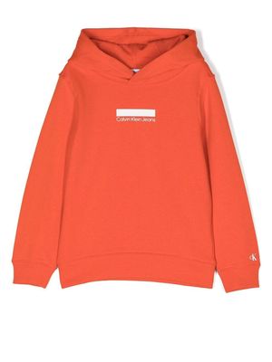 Calvin Klein Kids logo-print cotton hoodie - Orange