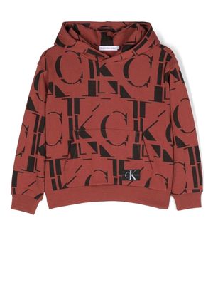 Calvin Klein Kids logo-print cotton hoodie - Red