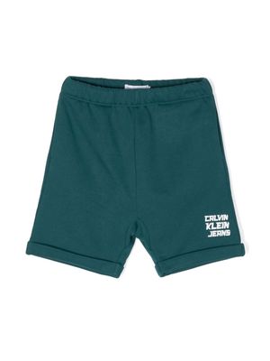 Calvin Klein Kids logo-print cotton shorts - Green