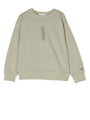 Calvin Klein Kids logo-print cotton sweatshirt - Green
