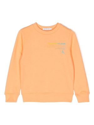 Calvin Klein Kids logo-print cotton sweatshirt - Orange