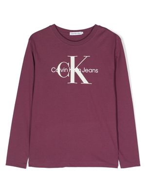 Calvin Klein Kids logo-print cotton T-shirt - Purple