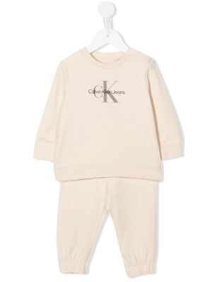 Calvin Klein Kids logo-print crew neck tracksuit - Neutrals