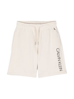 Calvin Klein Kids logo-print drawstring shorts - Neutrals