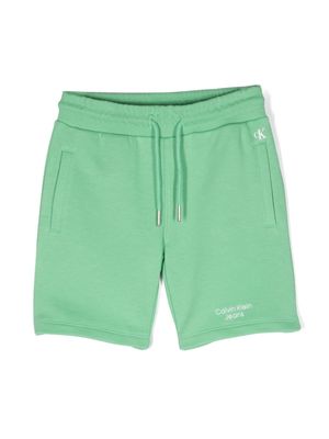 Calvin Klein Kids logo-print elasticated-waist shorts - Green