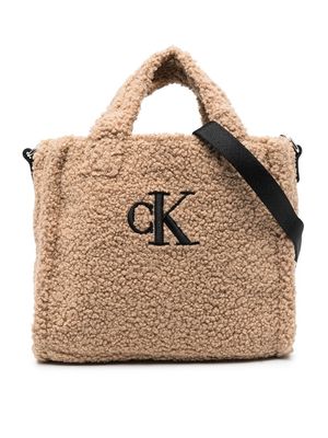 Calvin Klein Kids logo-print fleece tote bag - Brown