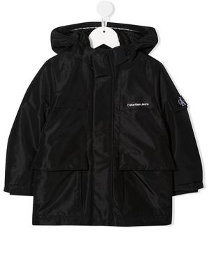 Calvin Klein Kids logo-print hooded jacket - Black