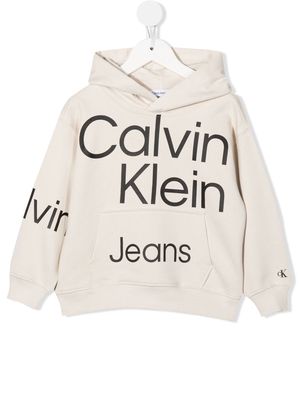 Calvin Klein Kids logo-print long-sleeve hoodie - Neutrals
