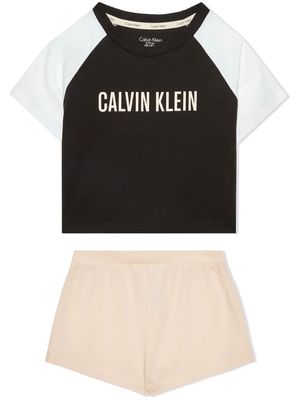Calvin Klein Kids logo-print pajama shorts - Neutrals
