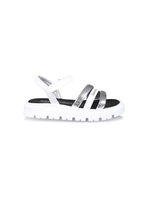 Calvin Klein Kids logo-print strappy sandals - White