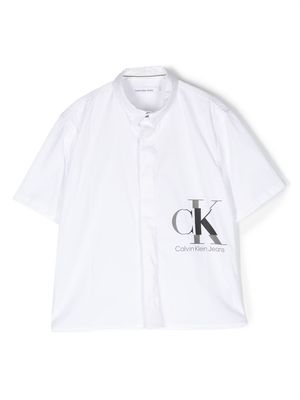 Calvin Klein Kids logo-print stretch-cotton shirt - White