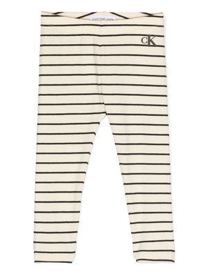 Calvin Klein Kids logo-print striped leggins - Neutrals