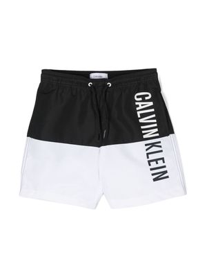 Calvin Klein Kids logo-print swim shorts - White