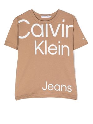 Calvin Klein Kids logo print T-shirt - Neutrals