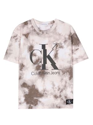 Calvin Klein Kids logo-print tie-dye T-shirt - Brown