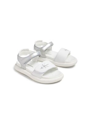 Calvin Klein Kids logo-print touch-strap sandals - White