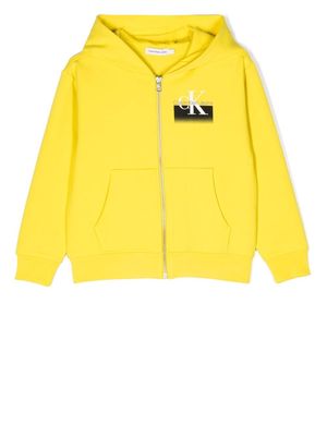 Calvin Klein Kids logo-print zip-up hoodie - Yellow