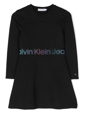 Calvin Klein Kids logo-waistband A-line shirt dress - Black