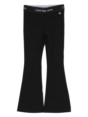 Calvin Klein Kids logo-waistband flared track pants - Black