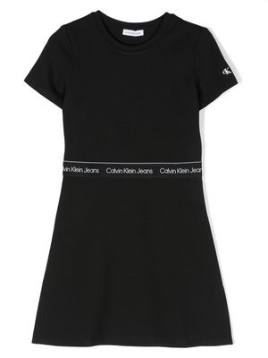 Calvin Klein Kids logo-waistband short-sleeve dress - Black