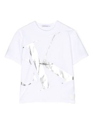 Calvin Klein Kids metallic-logo jersey T-shirt - White