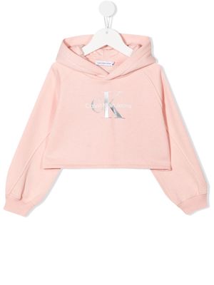 Calvin Klein Kids metallic logo-print hoodie - Pink