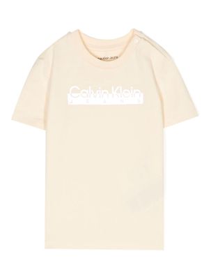 Calvin Klein Kids metallic logo print T-shirt - Yellow