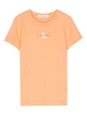 Calvin Klein Kids micro monogram-print T-shirt - Orange