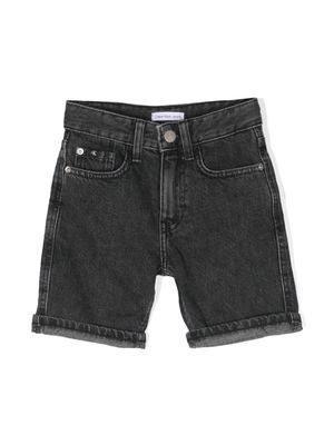 Calvin Klein Kids mid-rise denim shorts - Black