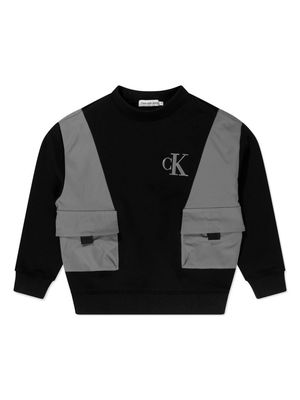 Calvin Klein Kids Mix Media Colourblock sweatshirt - Black