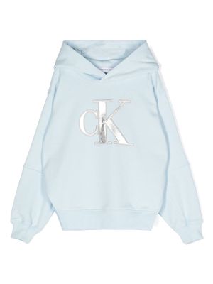 Calvin Klein Kids monogram-embroidered hoodie - Blue