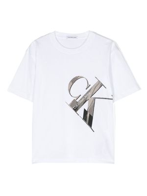 Calvin Klein Kids monogram-print cotton T-shirt - White