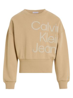 Calvin Klein Kids raised-logo cotton sweatshirt - Neutrals
