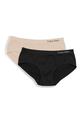 Calvin Klein Kids' Seamless Hipster Panties - Pack of 2 in Black/Beige