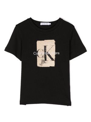 Calvin Klein Kids Second skin-print cotton T-shirt - Black