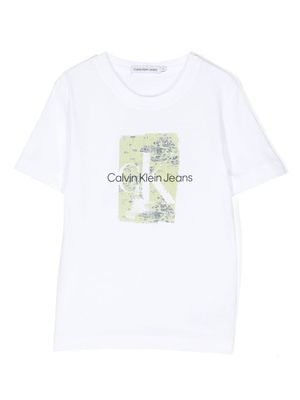 Calvin Klein Kids Second skin-print cotton T-shirt - White